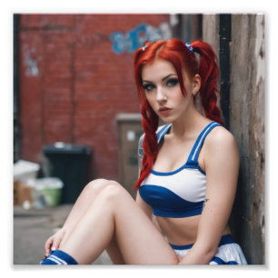 Cheerleader Babe Ginger Pigtails Back Alley Photo Print