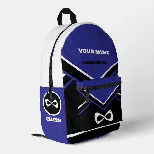 cheerleader backpack, BLUE, white & black 1 CHEERS Printed Backpack (Back Corner Left)