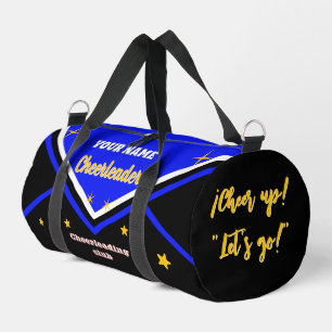 cheerleader bag, personalize blue, white & black duffle bag