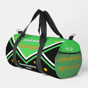 cheerleader bag, personalize green, white & black  duffle bag