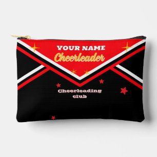 cheerleader bag, personalize red, white & black du accessory pouch