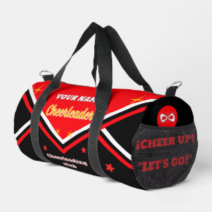 cheerleader bag, personalize red, white & black du duffle bag