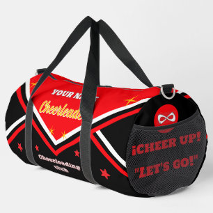 cheerleader bag, personalize red, white & black duffle bag
