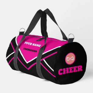 cheerleader bag, rose pink white & black duffle bag