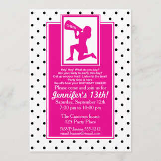 Cheerleader Birthday Invitation Customisable