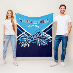 📣 Cheerleader  Blue, Navy Blue & White  Fleece  Blanket