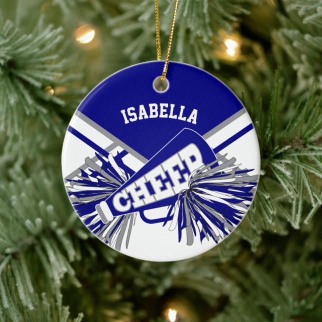 Cheerleader 📣💖 - Blue, White and Grey Ceramic Ornament (Tree)