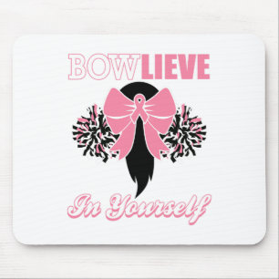 Cheerleader Breast Cancer Shirt Pink Bow Cheer Gif Mouse Pad