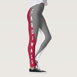 Cheerleader Cardinal Red/Grey/White Team & Mascot Leggings