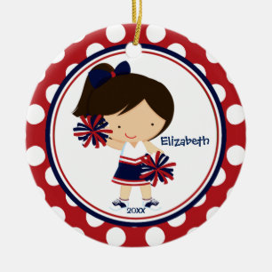 Cheerleader Cheer Christmas Ornament Blue Red