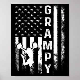 Cheerleader Cheer Grampy America Flag Vintage Xmas Poster