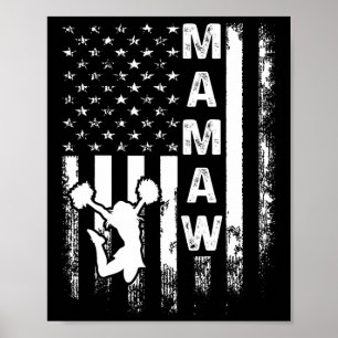 Cheerleader Cheer Mamaw America Flag Vintage Xmas  Poster