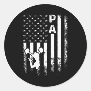 Cheerleader Cheer Pa America Flag Vintage Xmas Classic Round Sticker