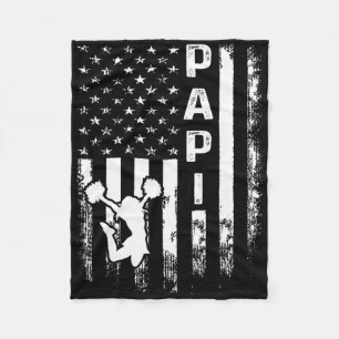 Cheerleader Cheer Papi America Flag Vintage Xmas Fleece Blanket