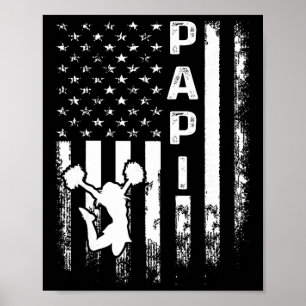 Cheerleader Cheer Papi America Flag Vintage Xmas  Poster