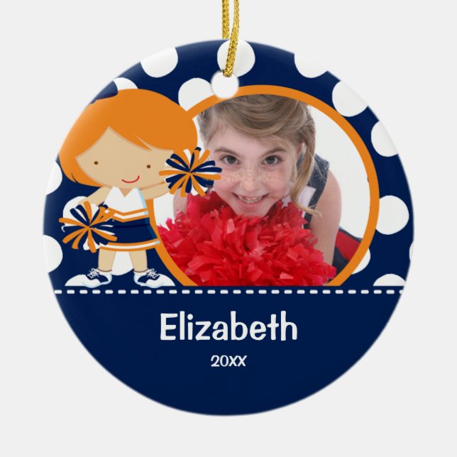 Cheerleader Cheer Photo Christmas Ornament (Front)