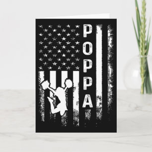 Cheerleader Cheer Poppa America Flag Vintage Xmas Card