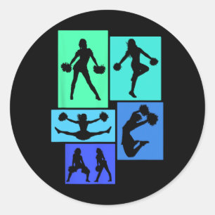 Cheerleader Cheer Poses For Women Girls Kids Teens Classic Round Sticker