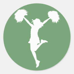 Cheerleader Cheering with Customisable Background Classic Round Sticker
