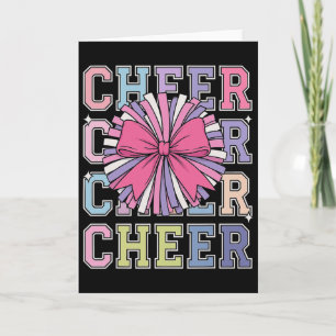 Cheerleader Cheerleading Groovy Cheer Coquette Bow Card