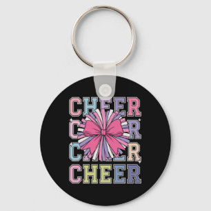 Cheerleader Cheerleading Groovy Cheer Coquette Bow Key Ring
