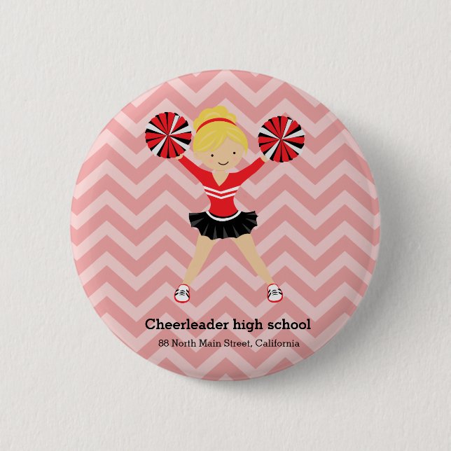 Cheerleader, choose your own background colour 6 cm round badge (Front)