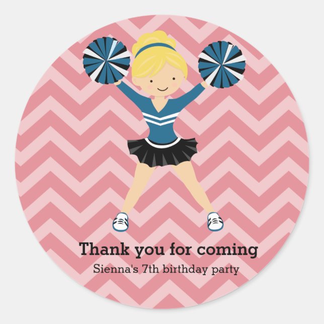 Cheerleader, choose your own background colour classic round sticker (Front)