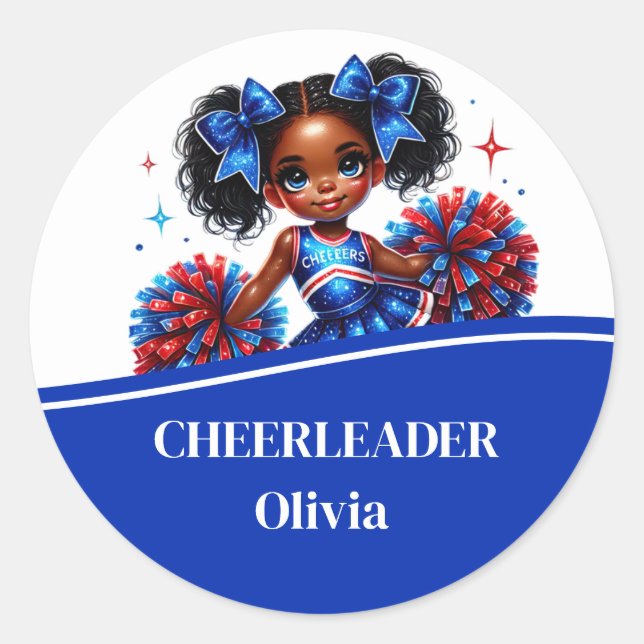 Cheerleader  classic round sticker (Front)