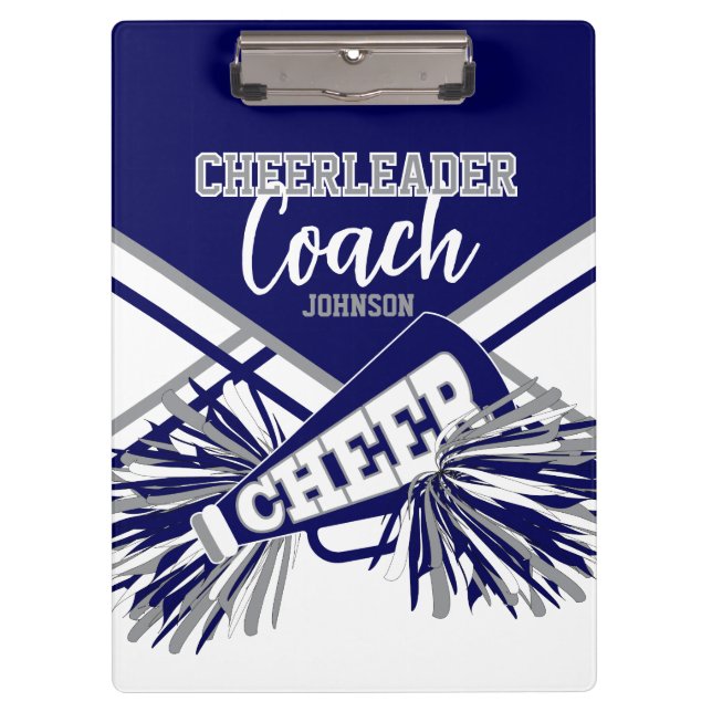 Cheerleader Coach - Navy Blue, Gary & White Clipboard (Front)