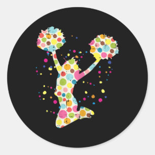 Cheerleader Colorful Dots Cheerleading Girls Kids Classic Round Sticker