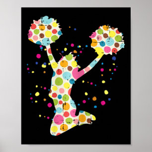 Cheerleader Colorful Dots Cheerleading Girls Kids Poster