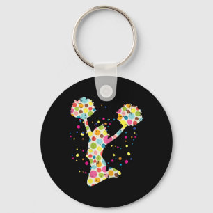 Cheerleader Colourful Dots Cheerleading Girls Kids Key Ring