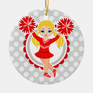 Cheerleader - Cute Red Blonde Cheer Ceramic Ornament