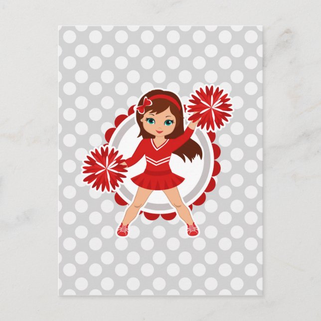 Cheerleader - Cute Red Brunette Cheer Postcard (Front)