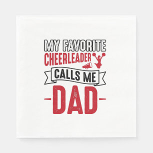 Cheerleader Dad Vintage Engraving Shirt Design_1 Napkin