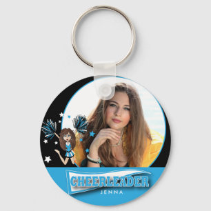 Cheerleader - DIY Photo -  Baby Blue Key Ring