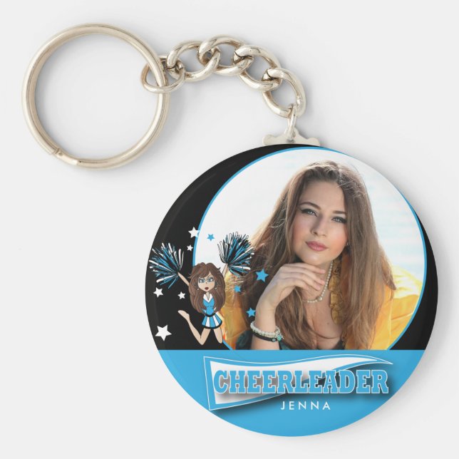 Cheerleader - DIY Photo -  Baby Blue Key Ring (Front)