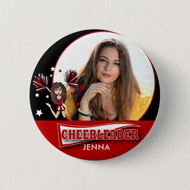 Cheerleader - DIY Photo -  Red 6 Cm Round Badge (Front)