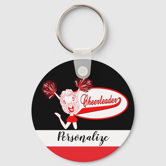 Cheerleader - DIY Text -  Red Key Ring (Front)