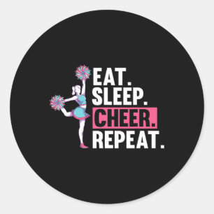 Cheerleader Eat Sleep Cheer Repeat Cheering Cheerl Classic Round Sticker