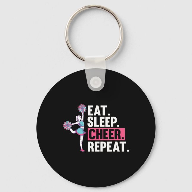 Cheerleader Eat Sleep Cheer Repeat Cheering Cheerl Key Ring (Front)