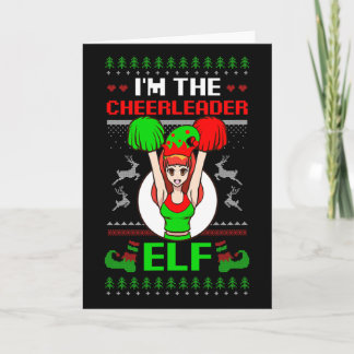 Cheerleader Elf Design Christmas Cheerleading  Card