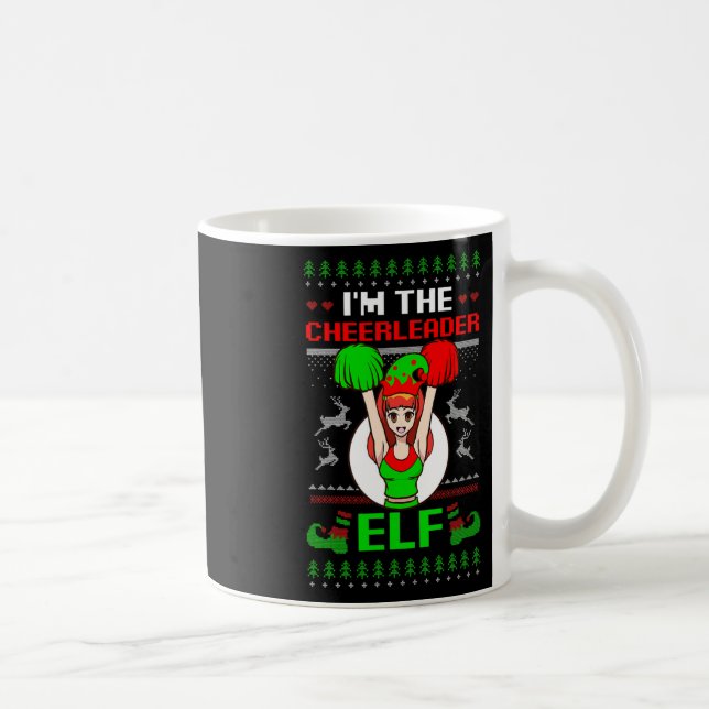 Cheerleader Elf Design Christmas Cheerleading  Coffee Mug (Right)