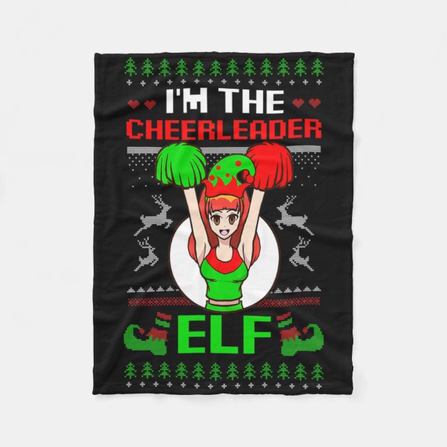 Cheerleader Elf Design Christmas Cheerleading  Fleece Blanket (Front)