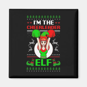 Cheerleader Elf Design Christmas Cheerleading  Magnet