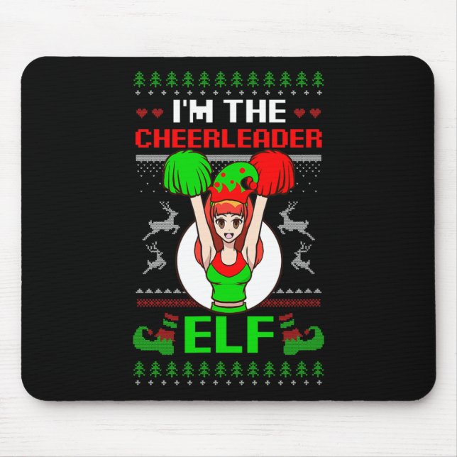 Cheerleader Elf Design Christmas Cheerleading  Mouse Pad (Front)