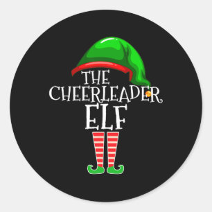 Cheerleader Elf Group Matching Family Christmas  Classic Round Sticker