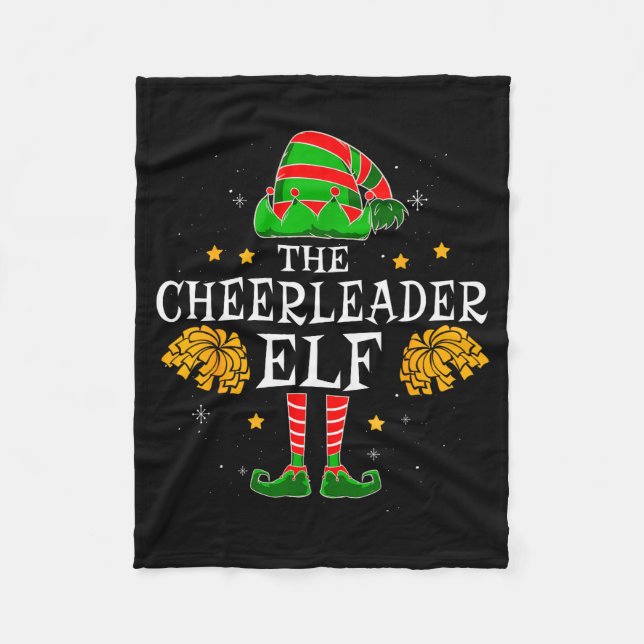 Cheerleader Elf Matching Team Christmas Funny Chee Fleece Blanket (Front)