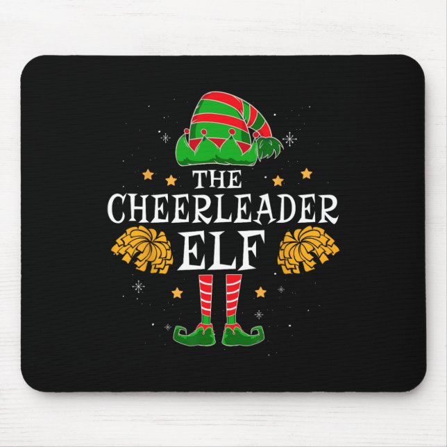 Cheerleader Elf Matching Team Christmas Funny Chee Mouse Pad (Front)
