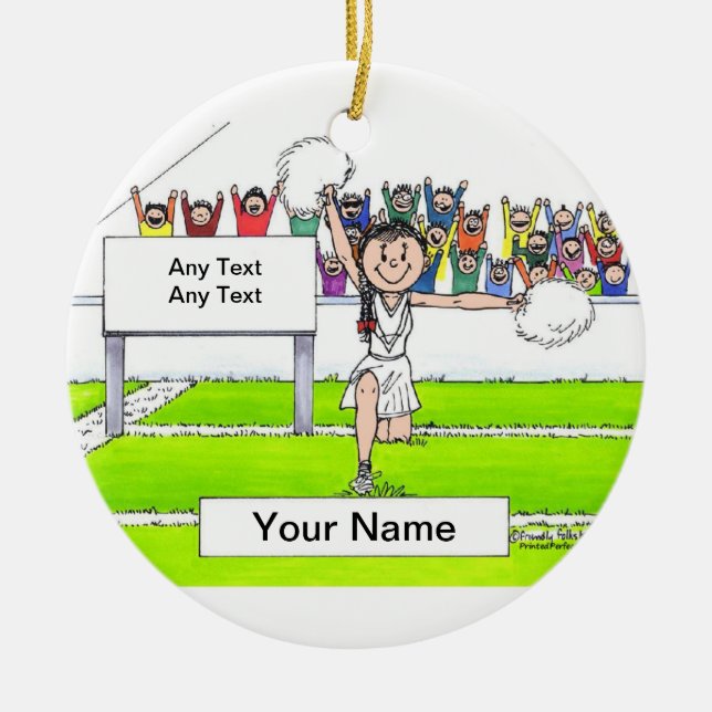 Cheerleader - Female Ceramic Tree Decoration (Front)
